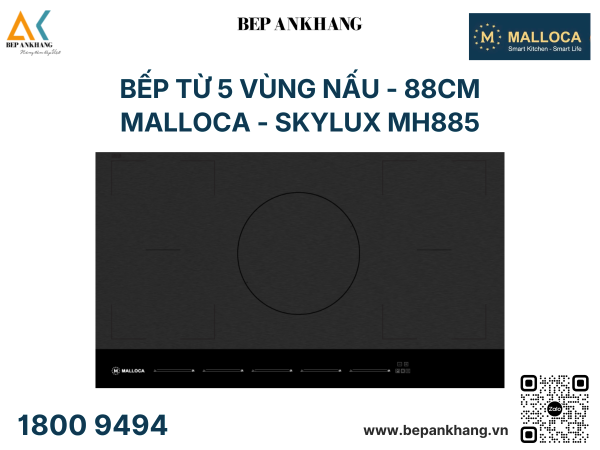Bếp từ 5 Vùng nấu Malloca - Skylux MH885 - 88cm 